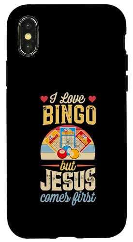Ich liebe Bingo, aber Jesus kommt zuerst Lustiger Christ Hülle für iPhone X/XS von Lucky Bingo Squad Merch for Senior Bingo Night