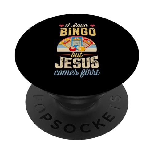 Ich liebe Bingo, aber Jesus kommt zuerst Lustiger Christ PopSockets Klebender PopGrip Ich liebe Bingo, aber Jesus kommt zuerst Lustiger Christ PopSockets Klebender PopGrip von Lucky Bingo Squad Merch for Senior Bingo Night