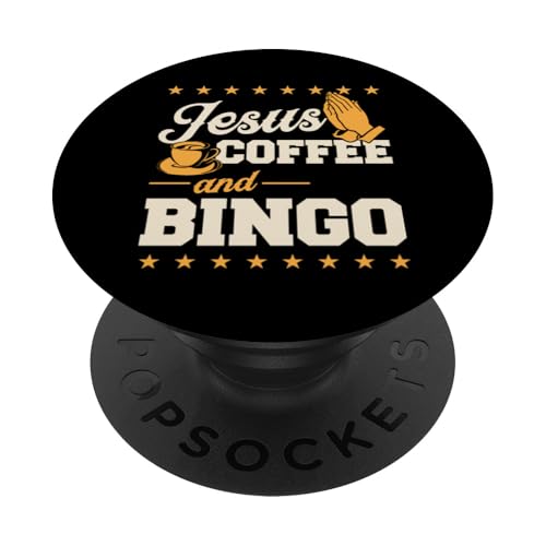 Jesus Kaffee und Bingo PopSockets Klebender PopGrip von Lucky Bingo Squad Merch for Senior Bingo Night