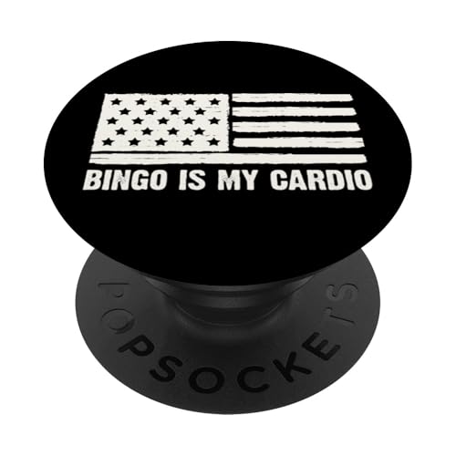 Patriotische amerikanische Flagge Bingo Is My Cardio 4. Juli USA PopSockets Klebender PopGrip von Lucky Bingo Squad Merch for Senior Bingo Night