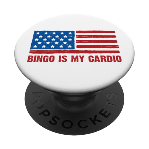 Patriotische amerikanische Flagge Bingo Is My Cardio 4. Juli USA PopSockets Klebender PopGrip von Lucky Bingo Squad Merch for Senior Bingo Night