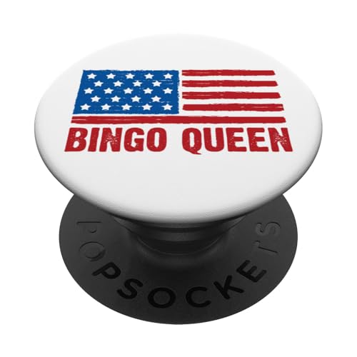 Patriotische amerikanische Flagge Bingo Queen 4. Juli USA PopSockets Klebender PopGrip von Lucky Bingo Squad Merch for Senior Bingo Night