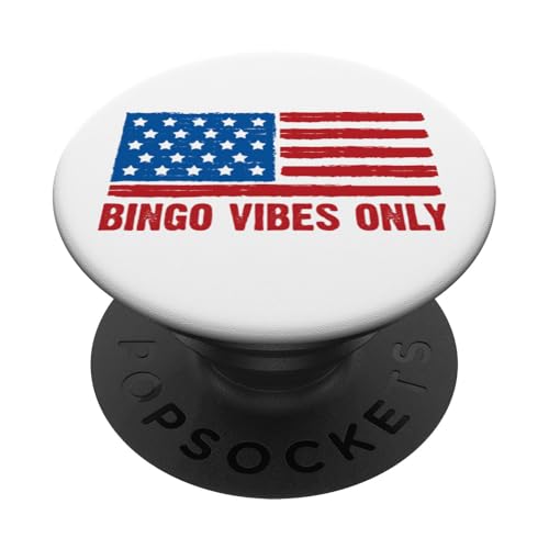 Patriotische amerikanische Flagge Bingo Vibes Only 4. Juli USA PopSockets Klebender PopGrip von Lucky Bingo Squad Merch for Senior Bingo Night