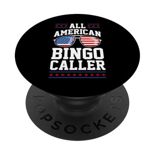 Patriotischer All American Bingo Caller USA 4. Juli American PopSockets Klebender PopGrip von Lucky Bingo Squad Merch for Senior Bingo Night