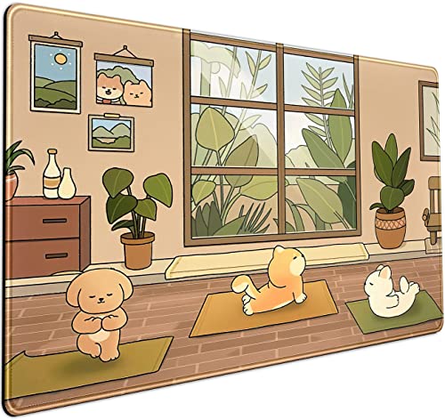 LuckyCow Niedliche Kawaii-Schreibtischunterlage, Cartoon-Anime-Mauspad, XXL, Gaming-Mauspad, Hasenbär, Hunde, Yoga, Hauspflanzen, Tastatur, Mauspad, Laptop, 80x40 cm, Gummi LuckyCow Niedliche Kawaii-Schreibtischunterlage, Cartoon-Anime-Mauspad, XXL, Gaming-Mauspad, Hasenbär, Hunde, Yoga, Hauspflanzen, Tastatur, Mauspad, Laptop, 80x40 cm, Gummi von LuckyCow