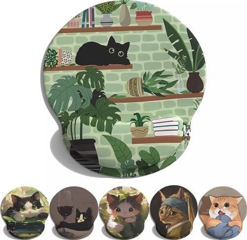 Niedliches grünes, ergonomisches Mauspad, Handgelenkstütze mit Massage-Design, schwarze Katze, Bonsai-Heilung, schönes Gaming-Mauspad, rutschfeste PU-Basis, niedliches Schreibtischzubehör, Niedliches grünes, ergonomisches Mauspad, Handgelenkstütze mit Massage-Design, schwarze Katze, Bonsai-Heilung, schönes Gaming-Mauspad, rutschfeste PU-Basis, niedliches Schreibtischzubehör, von LuckyCow