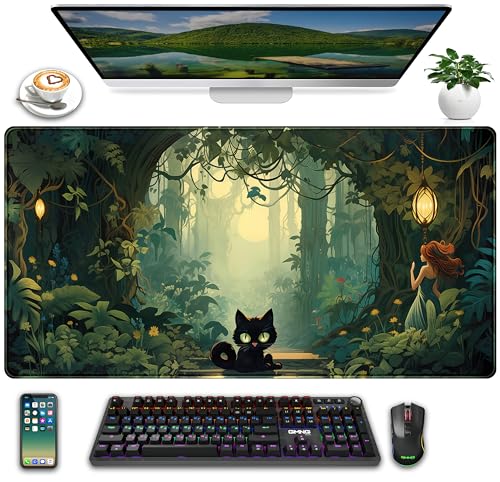 Schreibtischunterlage mit niedlicher Waldkatze, Anime-Grünpflanze, Kawaii, XXL, großes erweitertes Gaming-Gamer-Geschenk, Schreibtischunterlage, 80 x 40 cm, Frauen, Katzenliebhaber, Büro, Schreibtischunterlage mit niedlicher Waldkatze, Anime-Grünpflanze, Kawaii, XXL, großes erweitertes Gaming-Gamer-Geschenk, Schreibtischunterlage, 80 x 40 cm, Frauen, Katzenliebhaber, Büro, von LuckyCow
