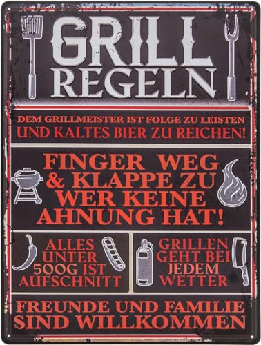 30 x 40 cm – XL Blechschild – Grill Regeln – Lustiger Spruch – Garten, Party, BBQ, Steak – Grillmeister Deko Schild 30 x 40 cm – XL Blechschild – Grill Regeln – Lustiger Spruch – Garten, Party, BBQ, Steak – Grillmeister Deko Schild von LuckyLinde