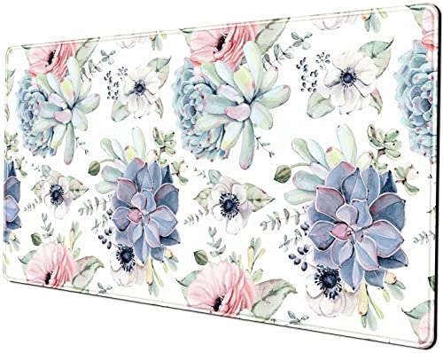 Aquarell-Sukkulenten-Schreibtischmatte, Pflanzen, Sukkulenten, Rosen, Schreibtischunterlage, großes Gaming-Mauspad, stabile Gummiunterseite, Mauspad mit genähten Kanten, Büro, Zuhause Aquarell-Sukkulenten-Schreibtischmatte, Pflanzen, Sukkulenten, Rosen, Schreibtischunterlage, großes Gaming-Mauspad, stabile Gummiunterseite, Mauspad mit genähten Kanten, Büro, Zuhause von Luckycow