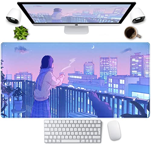 Anime-/Kawaii-Schreibtischunterlage, Mousepad mit niedlicher Katze, XXL, großes Gaming-Mauspad, japanisches Mädchen, ästhetisches Mauspad, Tokio, Straße, 80 x 40 cm, Mädchen, Gamer, Desktop-Matte, Anime-/Kawaii-Schreibtischunterlage, Mousepad mit niedlicher Katze, XXL, großes Gaming-Mauspad, japanisches Mädchen, ästhetisches Mauspad, Tokio, Straße, 80 x 40 cm, Mädchen, Gamer, Desktop-Matte, von LuckyCow