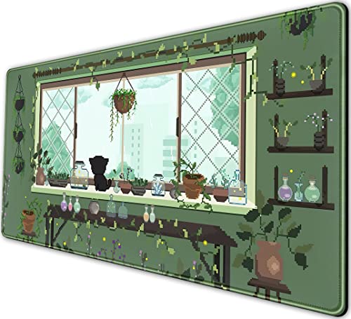 Niedliche Kawaii grüne Pflanze Schreibtischunterlage Anime Ästhetisches Mauspad Pixel Art XXL Großes Gaming-Mauspad Laptop-Tastaturmatte Schreibtischunterlage 80 x 40 cm, Büro Heimdekoration Niedliche Kawaii grüne Pflanze Schreibtischunterlage Anime Ästhetisches Mauspad Pixel Art XXL Großes Gaming-Mauspad Laptop-Tastaturmatte Schreibtischunterlage 80 x 40 cm, Büro Heimdekoration von Luckycow