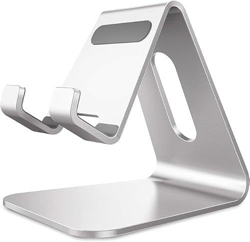 Lucrave Handy-Ständer, Halterung, Aluminium-Desktop-Ständer, kompatibel mit Switch, Allen Smartphones, iPhone 16 15 14 13 12 Mini Pro Max Xs Xr X SE 8 7 6 6s Plus SE 5 5s, Silber von Lucrave
