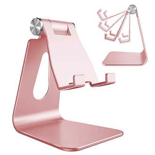 Lucrave Handy Ständer, Verstellbare Aluminium Handyhalterung Schreibtisch Zuhause Büro für iPhone 16 15 14 13 Pro Max Plus Mini XR XS X SE, Samsung Galaxy S24 S23 S22 Ultra, Smartphone, Roségold von Lucrave