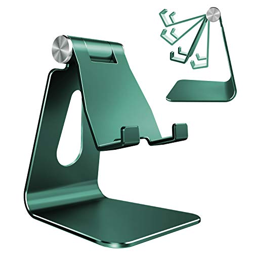 Lucrave Handy Ständer, Verstellbare Aluminium Handyhalterung Schreibtisch Zuhause Büro für iPhone 16 15 14 13 12 Pro Max Plus Mini XR XS X SE, Samsung Galaxy S24 S23 S22 Ultra, Smartphone, Dunkelgrün von Lucrave