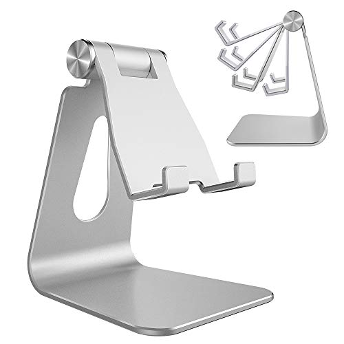 Lucrave Handy Ständer, verstellbare Aluminium Schreibtisch Handy Docking Halterung für iPhone SE 12/13/14/15/16 Pro/XS Max/XR/Plus, Samsung Galaxy S20/S10/S9/S8 und andere Handys, Silber von Lucrave