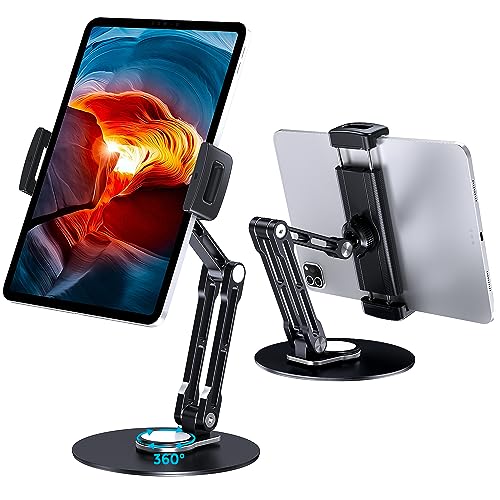 Lucrave Tablet Ständer, Tablet Halterung Tisch Drehbar, Klappbar iPad Ständer mit 11" Arm Kompatibel mit iPad Air/Mini, iPad 10.2/9.7, iPad Pro 11/12.9, Samsung Galaxy Tab und mehr, Schwarz von Lucrave