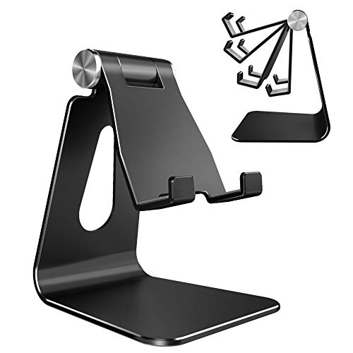 Lucrave Handy Ständer, Verstellbare Aluminium Handyhalterung Schreibtisch Zuhause Büro für iPhone 16 15 14 13 Pro Max Plus Mini XR XS X SE, Samsung Galaxy S24 S23 S22 Ultra, Smartphone, Schwarz von Lucrave