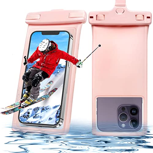 Lucrave wasserdichte Handyhülle Handytaschen, IPX8 Unterwasser Wasserfeste Hülle Bag bis 7 Zoll, Waterproof Phone Case Kompatibel mit iPhone 16 15 14 13 12 11 Pro Max Samsung S22 S23, Roségold von Lucrave
