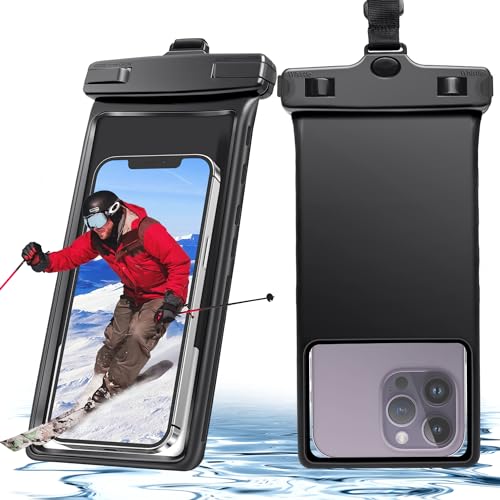 Lucrave wasserdichte Handyhülle Handytaschen, IPX8 Unterwasser Wasserfeste Hülle Bag bis 8 Zoll, Waterproof Phone Case Kompatibel mit iPhone 16 15 14 13 12 11 Pro Max Samsung S22 S23, Schwarz von Lucrave