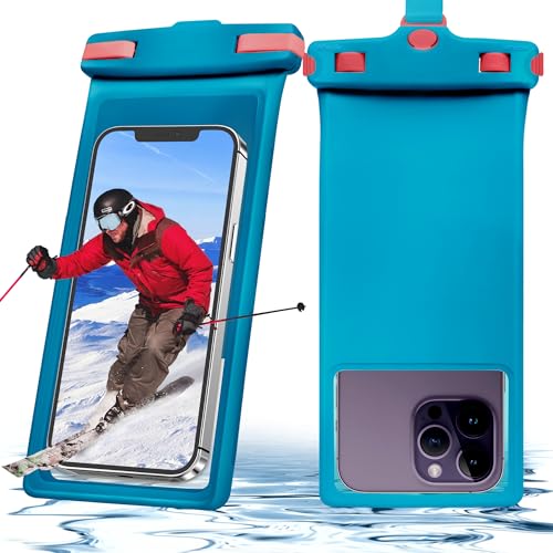 Lucrave wasserdichte Handyhülle Handytaschen, IPX8 Unterwasser Wasserfeste Hülle Bag bis 8 Zoll, Waterproof Phone Case Kompatibel mit iPhone 16 15 14 13 12 11 Pro Max Samsung S22 S23, Blau von Lucrave