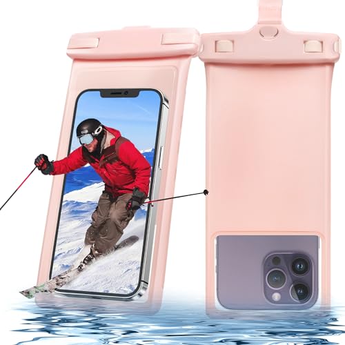 Lucrave wasserdichte Handyhülle Handytaschen, IPX8 Unterwasser Wasserfeste Hülle Bag bis 8 Zoll, Waterproof Phone Case Kompatibel mit iPhone 16 15 14 13 12 11 Pro Max Samsung S22 S23, Roségold von Lucrave