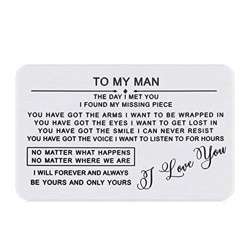 To My Man Wallet Insert Card Valentines Day Gifts for Boyfriend Him Birthday Husband Anniversary for Fiance Groom Wedding Engagement Mini I Love You Note Christmas Stocking Stuffers from Girlfriend von Lucullan Lepole