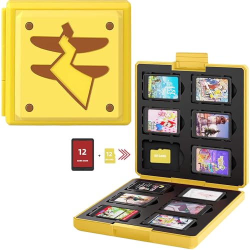 Lucylanker Games Card Storage Case Für Nintendo Switch Lite NS, Tragbar und Dünn, Schutzhülle Aufbewahrungsbox Spiele Cards Tasche,12 Schlitze für Game-Karten und 12 für SD Schlitze (Gelber Elf) von Lucylanker