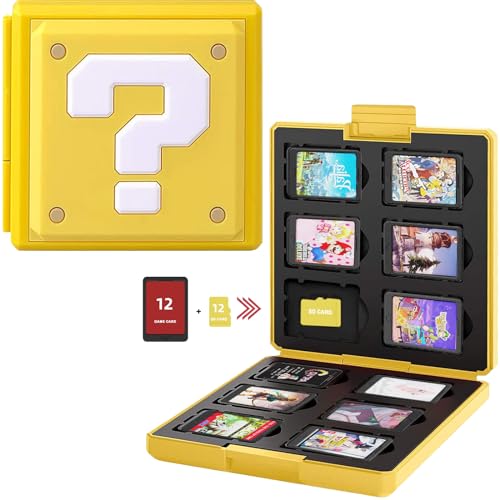 Lucylanker Games Card Storage Case Für Nintendo Switch Lite NS, Tragbar und Dünn, Schutzhülle Aufbewahrungsbox Spiele Cards Tasche,12 Schlitze für Game-Karten und 12 für SD Schlitze (Gelbes ？) von Lucylanker