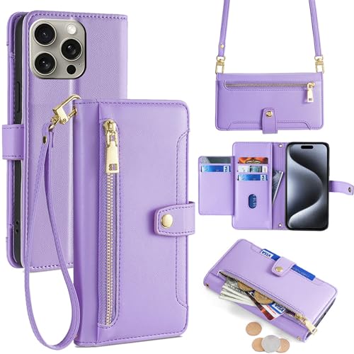 Handyhülle für LG G8, Kompatibel mit LG G8 Hülle Case Handyhülle Schutzhülle [6 Kartenfächer + 1 Geldklammer + 1 Brieftasche] yHMGK8-Purple von Lucyliy