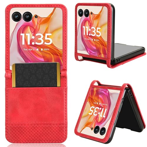 Lucyliy hülle Für Motorola Razr 50 Ultra, Schützendes PU-Leder-Etui mit Kartenschlitzen und Halterfunktion für Motorola Razr 50 Ultra Rot Lucyliy hülle Für Motorola Razr 50 Ultra, Schützendes PU-Leder-Etui mit Kartenschlitzen und Halterfunktion für Motorola Razr 50 Ultra Rot von Lucyliy
