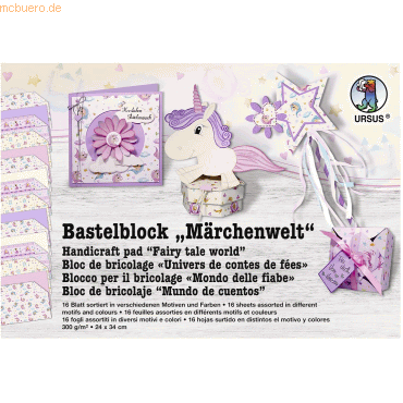 5 x Ludwig Bähr Bastelblock Märchenwelt 300g/qm 24x34cm VE=16 Blatt so von Ludwig Bähr
