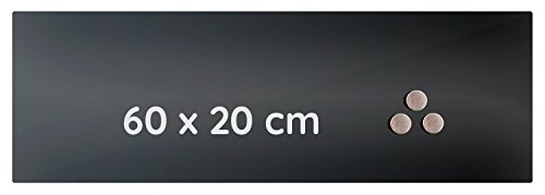 Memoboard Glas Magnettafel 60x20x0,4cm Glastafel Glasboard Whiteboard Wandtafel Magnet-Board (607401 Glastafel 60x20x0,4cm, schwarz) von Lüllmann
