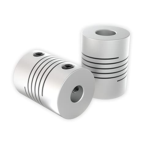 Lufix Wellenkupplung 2 Stück flexible Kupplungen aus Aluminium 3mm bis 10mmØ ideal für 3D Drucker und CNC Maschinen (5 * 10mm) von Lufix