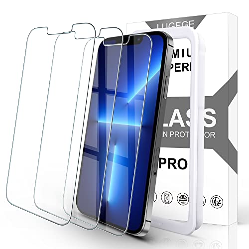 Lugege Displayschutzfolie für iPhone 13 Pro Max, gehärtetes HD-Glas, kratzfest, funktioniert mit den meisten Hüllen, 6,7 Zoll, 3er-Pack, Clear von Lugege
