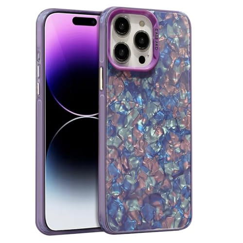 Hülle für iPhone 15 Pro Max Fall, Glitter Pearly-Lustre Shell Scheiben, Bunte Laser Chippy Muster, Schlanke Harte Handyhülle für iPhone 15 Pro Max 6.7''-Shell Purple von Luhuanx