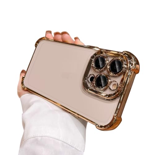 Luhuanx Hülle Für iPhone 16 Pro Max Hülle, Entworfen Für Apple 16 Pro Max Handyhülle Mit Vier Ecken Anti Fall Design und Full Camera Objektiv (Crystal Gold) von Luhuanx