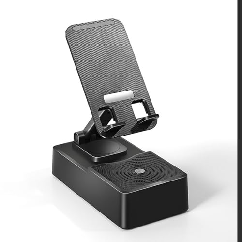 Luieonm Faltbarer Desktop-Telefonständer, faltbarer, verstellbarer Telefonhalter für den Schreibtisch und um 360 Grad drehbarer Tablet-Ständer mit kabellosem Lautsprecher, Handyhalterung, passend für von Luieonm