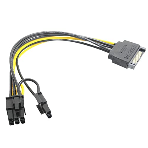 Lukasz 15-poliger SATA-Stecker auf 8-poliger Stecker (6 + 2) PCI-E-Stromkabel SATA-Kabel 15-polig auf 8-polig 18AWG für Grafikkarte (1 Stück) von Lukasz