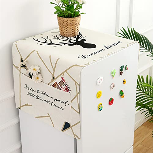 Lukery Kühlschrank Staubdichte Abdeckung, Kühlschrank Staubschutz mit Aufbewahrungstasche Multifunktionale Staub Cover für Mikrowelle Frontlader-Trockner (55x140cm,Schwarzer Elch) von Lukery