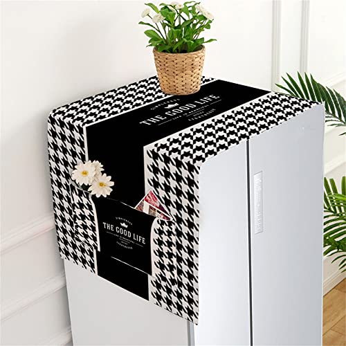 Lukery Kühlschrank Staubdichte Abdeckung, Kühlschrank Staubschutz mit Aufbewahrungstasche Multifunktionale Staub Cover für Mikrowelle Frontlader-Trockner (60x140cm,Houndstooth 8) von Lukery