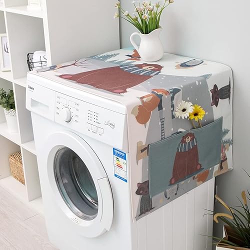 Lukery Kühlschrank Staubdichte Abdeckung, Kühlschrank Staubschutz mit Aufbewahrungstasche Multifunktionale Staub Cover für Mikrowelle Frontlader-Trockner (60x140cm,Tropical Leaf 4) von Lukery