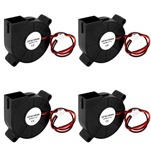 3D Drucker Lüfter 4 Stück DC 24V 2 Pin Mini Lüfter, 50 x 50 x 15mm 3D Drucker Fan mit 30cm Kabel, Turbo Gebläse Kühlung Ventilator Heizkörper Lüfter 3D Drucker Zubehör von LuluDa