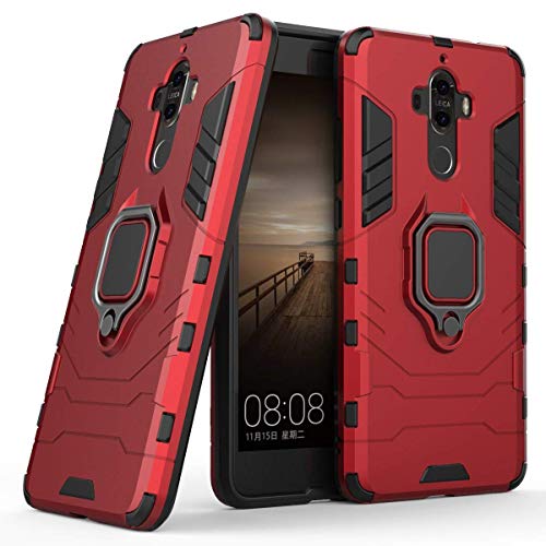 Kompatibel mit Huawei Mate 9 Hülle, Ring Ständer Magnetischer Handyhalter Auto Caseme Schutzhülle Case für Huawei Mate9 (Rot) von LuluMain