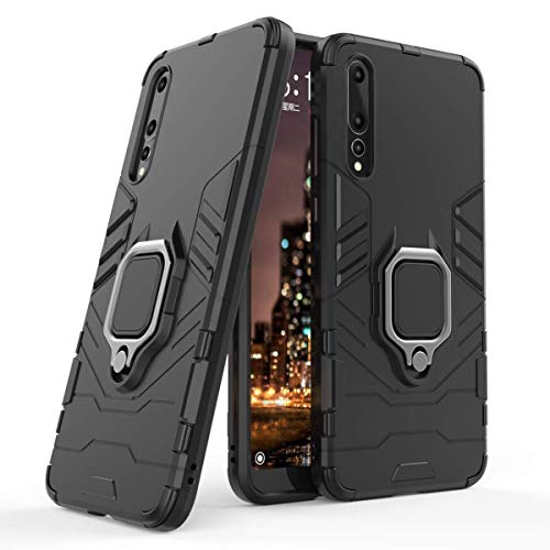 LuluMain Kompatibel mit Huawei P20 Pro Hülle, Ring Ständer Magnetischer Handyhalter Auto Caseme Schutzhülle Case für Huawei P20 Pro (Schwarz) von LuluMain