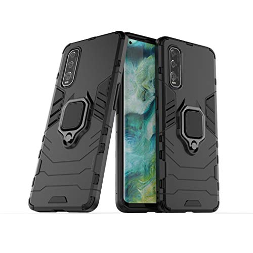 Kompatibel mit Oppo Find X2 Hülle, Ring Ständer Magnetischer Handyhalter Auto Caseme Schutzhülle Case (Schwarz) von LuluMain