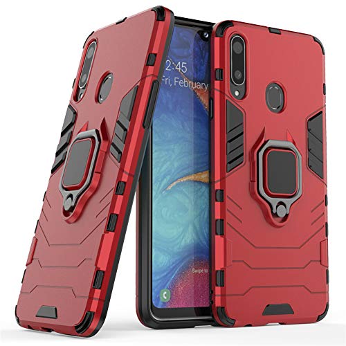 LuluMain Kompatibel mit Galaxy A20s Hülle, Ring Ständer Magnetischer Handyhalter Auto Caseme Schutzhülle Case für Samsung Galaxy A20S (Rot) von LuluMain