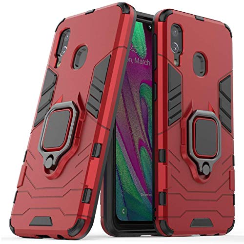 LuluMain Kompatibel mit Galaxy A40 Hülle, Ring Ständer Magnetischer Handyhalter Auto Caseme Schutzhülle Case für Samsung Galaxy A40 (Rot) von LuluMain