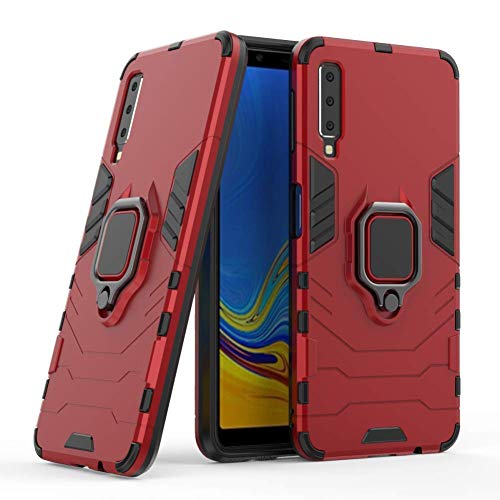 LuluMain Kompatibel mit Galaxy A7 (2018) Hülle, Ring Ständer Magnetischer Handyhalter Auto Caseme Schutzhülle Case für Samsung Galaxy A7 2018 (Rot) von LuluMain