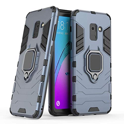 LuluMain Kompatibel mit Galaxy A8 (2018) Hülle, Ring Ständer Magnetischer Handyhalter Auto Caseme Schutzhülle Case für Samsung Galaxy A8 2018 (Navy Blau) von LuluMain