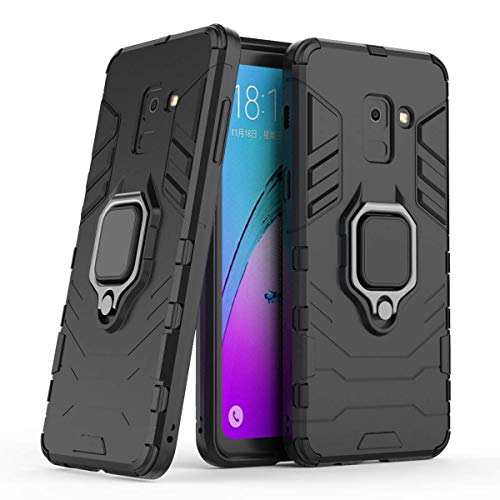 LuluMain Kompatibel mit Galaxy A8 (2018) Hülle, Ring Ständer Magnetischer Handyhalter Auto Caseme Schutzhülle Case für Samsung Galaxy A8 2018 (Schwarz) von LuluMain